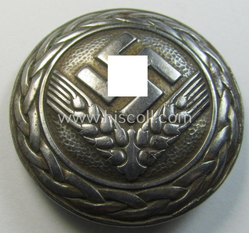 Neat - albeit damaged! - 'Reichsarbeitsdienst der weiblichen Jugend' (or: RADwJ ie.: Womens Labour Service) so-called: 'Brosche für Maidenführerin' being a bright-silver-toned- and/or non-maker-marked example