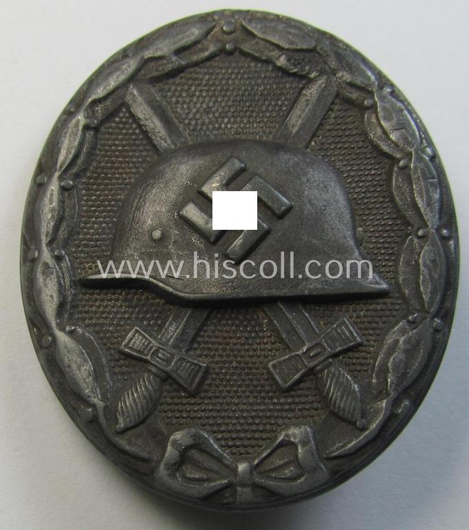 Attractive, silver-class wound-badge (or: 'Verwundeten Abzeichen in Silber') being a nicely maker- (ie. '107'-) marked example (as was produced by the desirable 'Hersteller' ie. maker: 'Carl Wild')