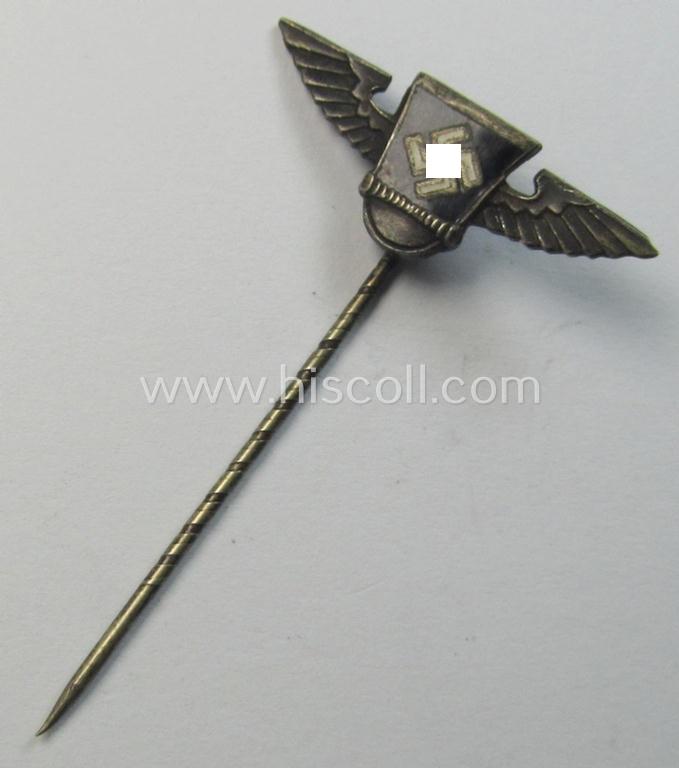 Membership-lapel-pin as was intended to signify (reservist) membership within the: 'Sturmabteilungen der N.S.D.A.P. - Reserve II' ie. 'SAR') being a maker-marked example that bears a: 'Ges.Gesch.'-patent-pending-designation on its back