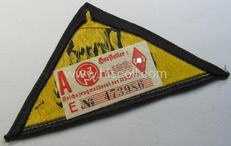 'HJ' ('Hitlerjugend') district-triangle (ie. 'Gebietsdreieck') entitled: 'Nord Nordsee' (being a simply never used- nor worn example that still retains its period-attached 'RzM'-etiket)