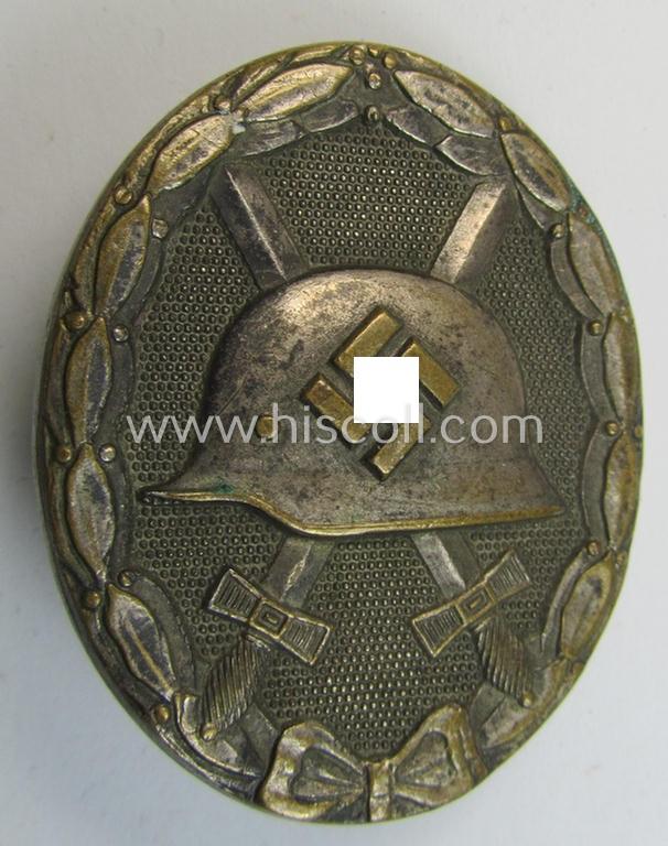 Superb, maker- (ie. 'L/56'-) marked example of a silver-class wound-badge (or: 'Verwundeten-Abzeichen in Silber') being a desirable example that was produced by the maker (ie. 'Hersteller') named: 'Funcke & Brüninghaus'