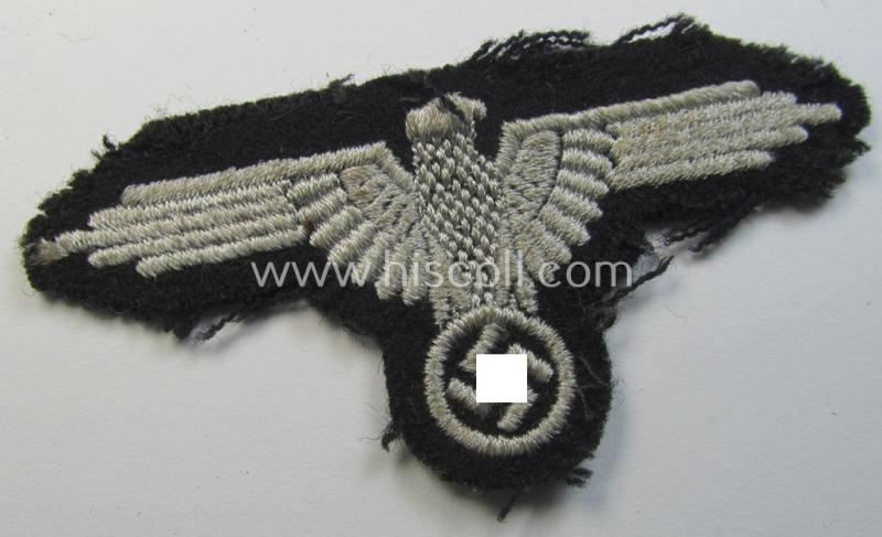 Superb example of a mid- (ie. later-war-) pattern, 'SS' (ie. 'Waffen-SS') so-called: 'RzM-style' enlisted-mens'-/ie. NCO-pattern arm-eagle as was intended for usage by the various Waffen-SS troops throughout the war