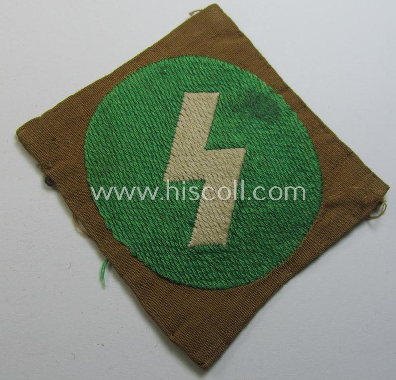 DJ (ie. 'Deutsches Jungvolk') arm-badge as was specifically intended for usage by a member who served within the: 'Oberbann 3' (being a moderately used- and carefully shirt-removed example that is void of an 'RzM'-etiket)