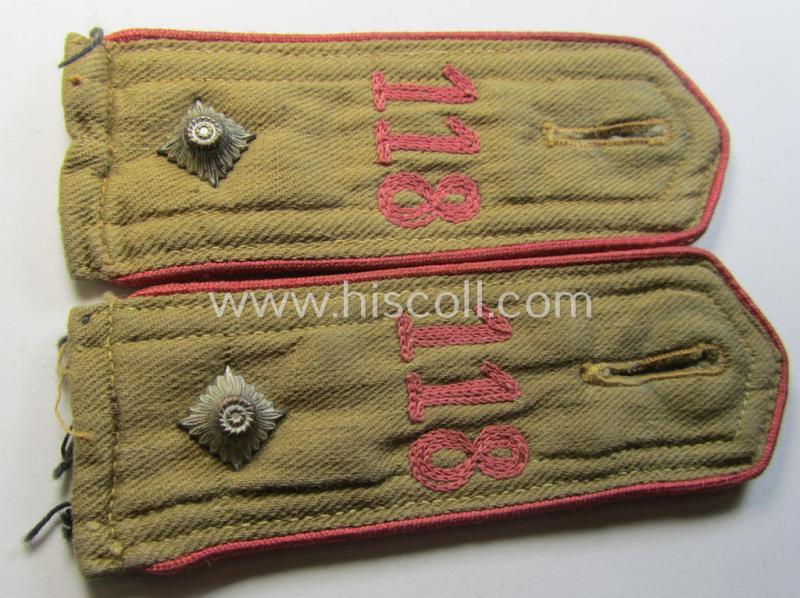 Attractive - and matching! - pair of early-pattern, so-called: 'Motor-HJ' (ie. 'Hitlerjugend') shoulderstraps as intended for usage by a: 'Kameradschaftsführer' who was attached to the: 'Bann 118' (Bann 118 = 'Bann Worms')