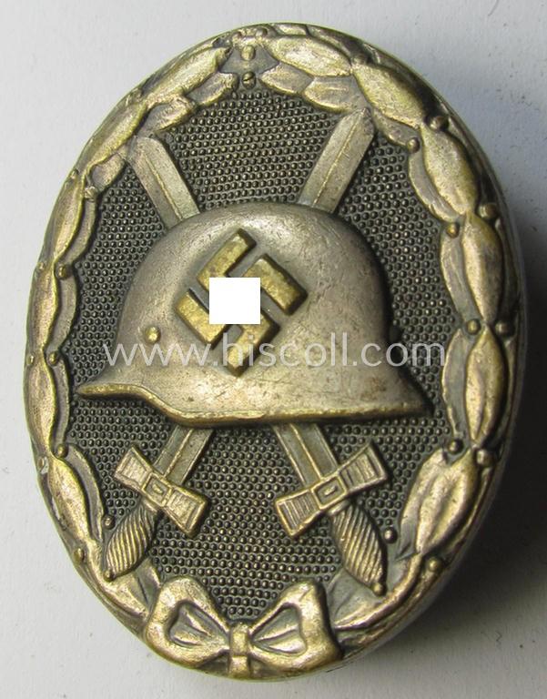 Attractive - and fairly luxuriously-styled! - 'Verwundeten-Abzeichen in Silber' being a non-maker-marked- and (I deem) early-period 'Buntmetall'-based example as was produced by a (by me) unidentified maker