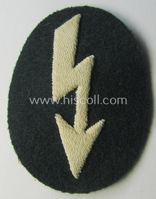 WH (Heeres) trade- and/or special career insignia ie. hand-embroidered signal-blitz (being a neatly maker-marked example as executed in white) as was intended for a soldier serving within the: 'Infanterie-Truppen'