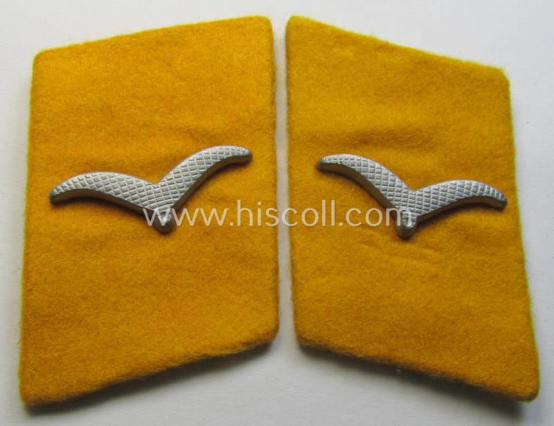 Fully matching pair of WH (Luftwaffe) golden-yellow-coloured, EM- (ie. NCO-) type collar-patches (ie. 'Kragenspiegel') as was intended for usage by a member serving within a: 'Flieger- o. Fallschirmjäger' regiment ie. unit