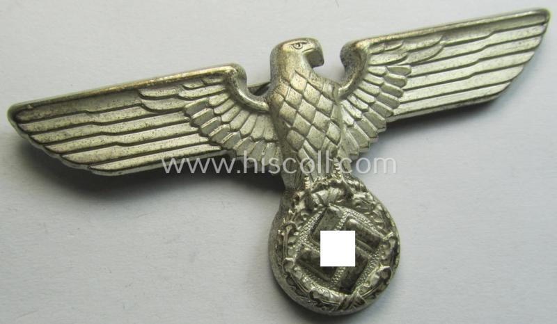 Attractive - bright-silver-coloured- and/or: 'Buntmetall'-based (political-style) visor- (ie. 'Schirmmützen'-) cap-eagle being a detailed example that is neatly: 'RzM' and/or 'M4/72' marked on its back