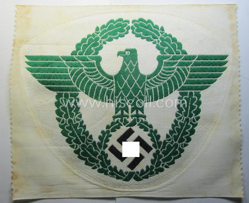 Attractive - and fairly scarcely encountered! - (larger-sized!) police (ie. 'Polizei') 'off-white'-coloured- and/or linnen-based sports'-shirt-eagle as executed in the neat 'BeVo'-weave pattern