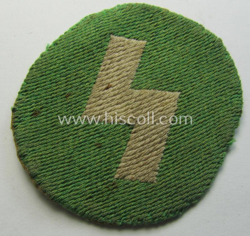 DJ (ie. 'Deutsches Jungvolk') arm-badge as was specifically intended for usage by a member who served within the: 'Oberbann 3' (being a moderately used- and carefully shirt-removed example that is void of an 'RzM'-etiket)