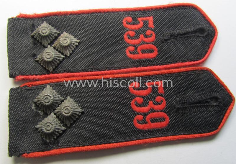 Attractive - and fully matching! - pair of so-called: 'Allgemeine-HJ' (ie. 'Hitlerjugend') shoulderstraps as was intended for usage by a: 'HJ-Gefolgschaftsführer' who was attached to the: 'Bann 539' (539 = 'Vöcklabruck')