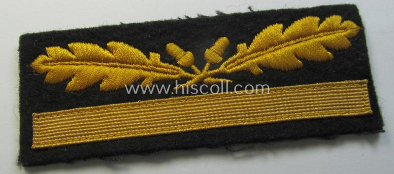 Attractive - albeit regrettably single! - officers'-pattern, WH (Heeres o. Waffen-SS) rank-insignia-bar (for usage on the various camouflaged-uniforms) as was used by an officer holding the rank of: 'Generalmajor' (ie.: 'SS Brigadeführer')