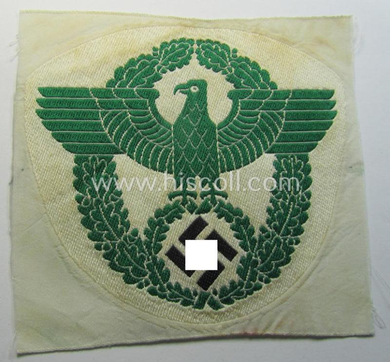 Attractive - and fairly scarcely encountered! - (smaller-sized) police (ie. 'Polizei') 'off-white'-coloured- and/or linnen-based sports'-shirt-eagle as executed in the 'BeVo'-weave pattern