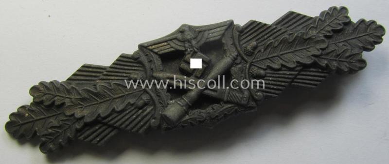 Superb, 'Nahkampfspange in Bronze' (or: bronze-class close-combat clasp ie. CCC) being a neatly maker-marked- and/or minimally converse-shaped specimen as was produced by the: 'JFS'- (ie. 'Joseph Feix u. Söhne'-) company