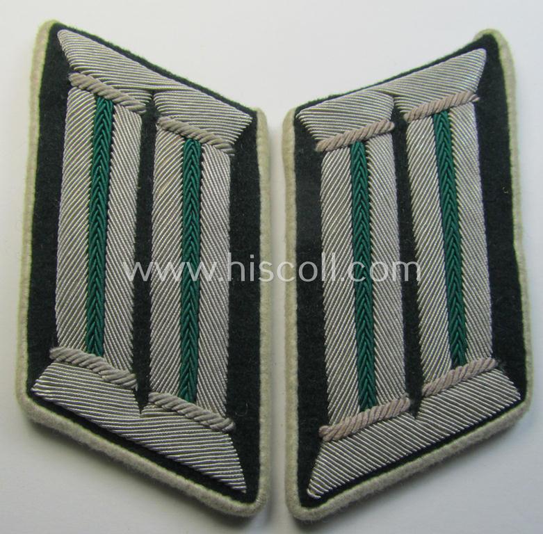 Attractive pair of WH (Heeres) officers'-type collar-tabs (ie. 'Kragenspiegel für Offiziere') as executed in the hand-embroidered pattern as was intended for an officer who served as a: 'Beambter o. Offizier des gehobenen Dienstes'