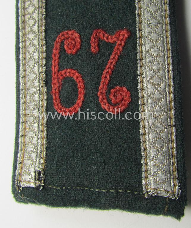 Single - and actually not that often seen! - WH (Heeres) NCO-type (ie. 'M36-/M40'-pattern- and 'pointed styled-') 'cyphered' shoulderstrap as was intended for usage by an: 'Unteroffizier des Artillerie-Regiments 67'