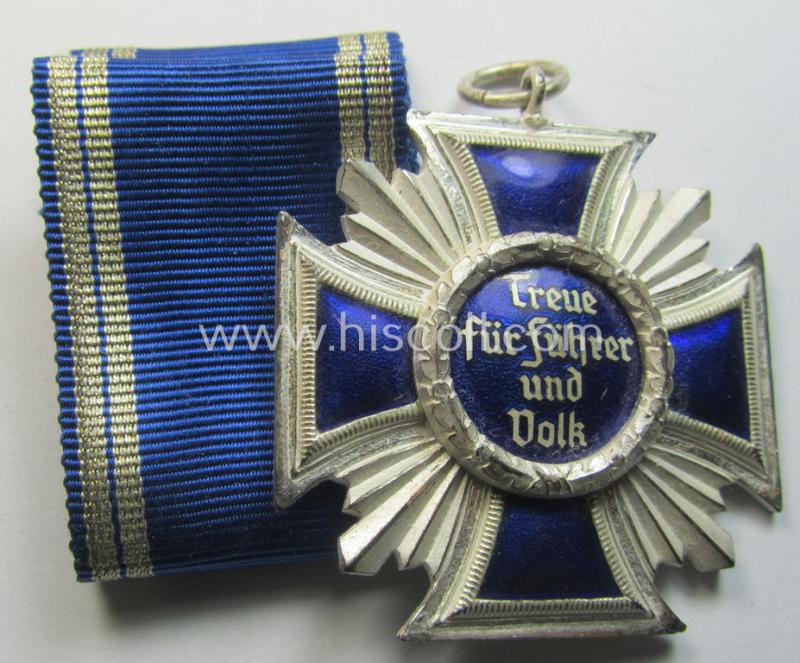 Stunning, 'N.S.D.A.P. Dienstauszeichnung in Silber' (ie. '2. Stufe für 15 Jahre t. D.') being a non-maker-marked- (and 'regular-weight') example that comes with its period (long-sized!) ribbon as stored in its (rarely seen!) two-pieced etui