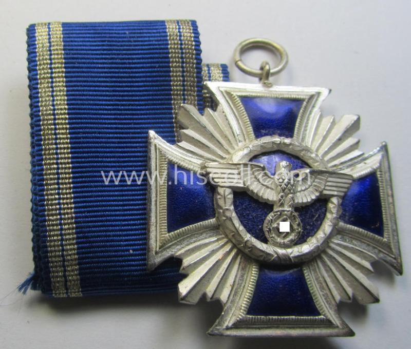 Stunning, 'N.S.D.A.P. Dienstauszeichnung in Silber' (ie. '2. Stufe für 15 Jahre t. D.') being a non-maker-marked- (and 'regular-weight') example that comes with its period (long-sized!) ribbon as stored in its (rarely seen!) two-pieced etui
