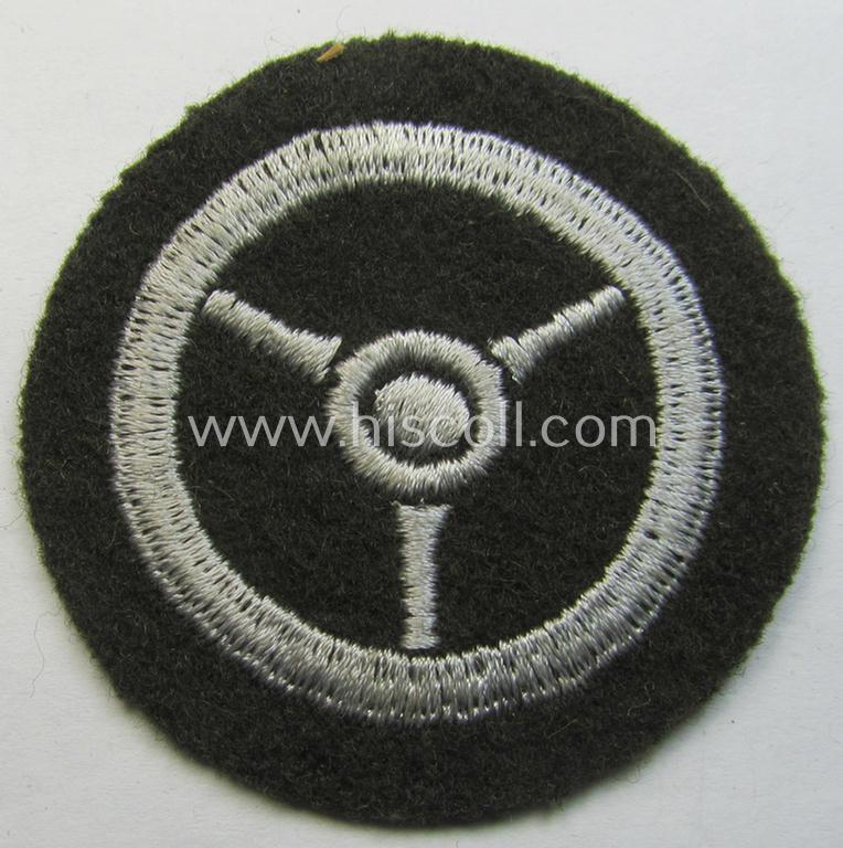 Attractive - and truly scarcely found! - 'TeNo'- (= 'Technische Nothilfe'-) so-called: trade- ie. special-career-patch as was specifically intended for staff-members acting as: 'Kraftfahrer' (ie. truck-driver)