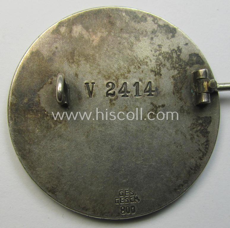 Superb - and actually rarely encountered! - so-called: N.S.S. (ie. 'Nationalsocialistische Schwesternschaft') membership-badge as executed in genuine '800'-marked genuine-silver as was specifically intended for: 'Lernschwester und Anwärterinnen'