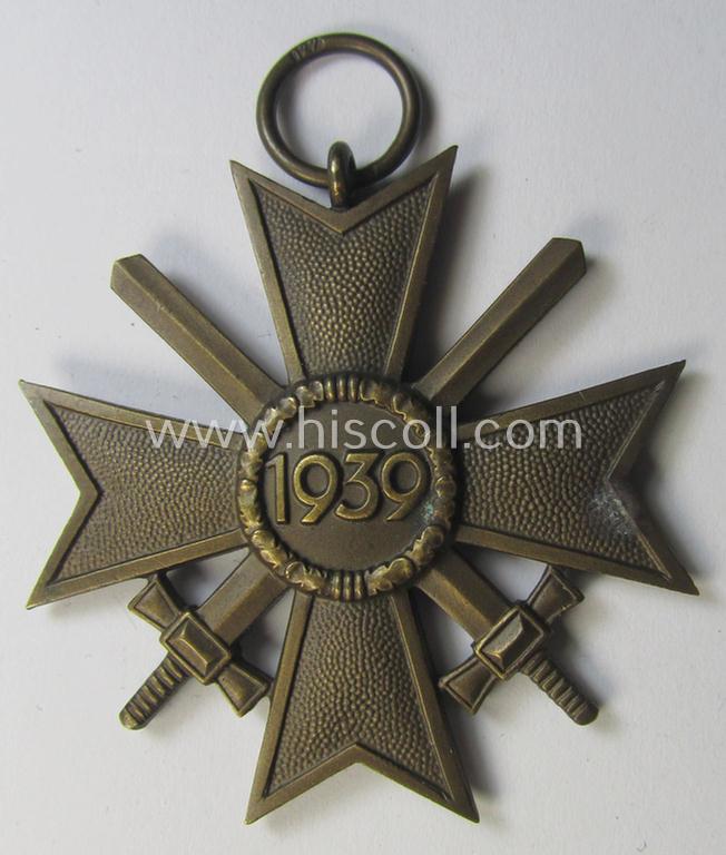 Medal-set: 'KvK II. Klasse mit Schwertern' being a clearly maker- (ie. '127'-) marked- (and/or 'Buntmetall'-based) specimen that came together with its original, full-length and non-confectioned' ribbon (ie. 'Bandabschnitt')