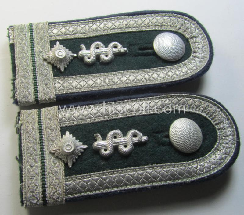 Neat - and fully matching! - WH (Heeres) pre- (ie. early-) war-period- (ie. 'M36/M40'-pattern) 'cyphered', NCO-type shoulderstraps as intended for usage by a: 'Feldwebel u. Offz.-Anwärter eines Sanitäts-Abtlgs. o. Rgts.'