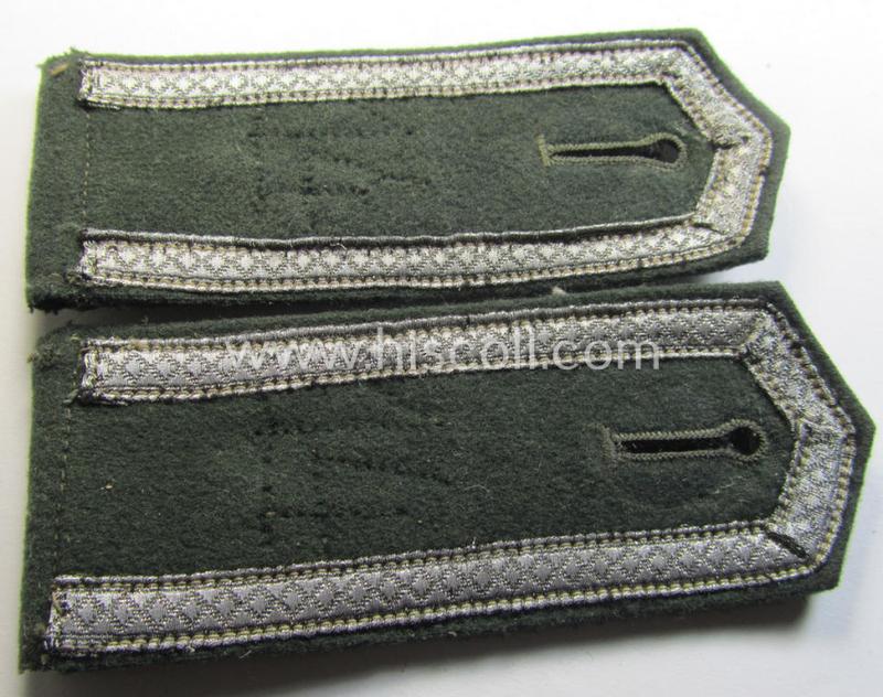 Fully matching - and just moderately used! - pair of WH (Heeres) NCO-type (ie. 'M36-/M40'-pattern- and/or 'pointed styled') formerly 'cyphered' shoulderstraps as was intended for an: 'Unteroffizier des Infanterie-Regiments 14'