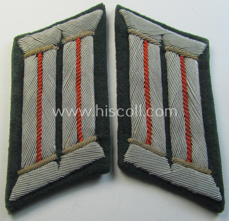 Attractive - and fully matching! - pair of WH (Heeres) officers'-type collar-tabs as piped in the bright-orange- (ie. 'orangeroter'-) coloured branchcolour as was intended for an officer serving within an: 'Feldgendarmerie-Abts. o. Akademie'