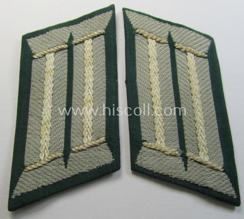 Superb, WH (Heeres) pair of (later-war-pattern) officers'-type collar-tabs (ie. 'Kragenspiegel für Offiziere') as executed in 'BeVo'-weave pattern as was intended for an officer serving within the: 'Infanterie-Truppen'