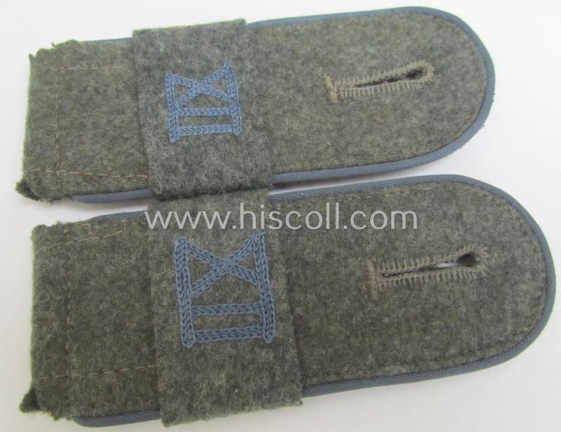 Attractive - and fully matching! - pair of mid-war-period so-called: 'M41 o. M43'-pattern, WH (Heeres) EM-type shoulderstraps that comes with its accompanying 'Überschube'-pair as intended for a: 'Soldat des Nachschub-Abteilungs XII'