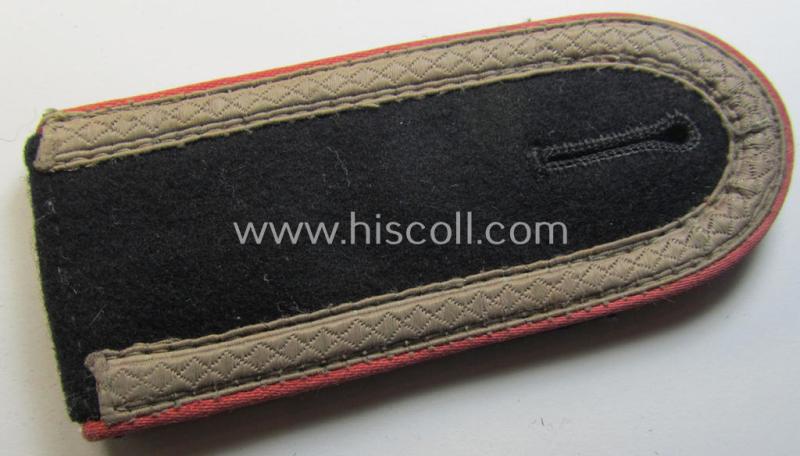 Single, Waffen-SS, NCO-type shoulderstrap as piped in the bright-pink-coloured branchcolour as was intended for usage by an: 'SS-Unterscharführer' who served within the: 'SS-Panzer-Truppen'