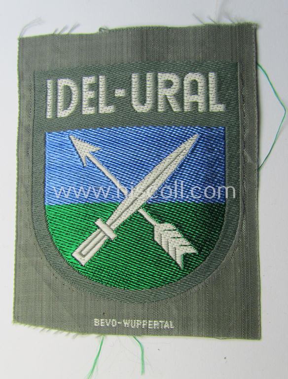 Attractive - multi-coloured- and 'BeVo'-woven - armshield (ie. 'Ärmelschild') entitled: 'Idel-Ural' as was intended for usage by a volunteer serving within the 'Volga-Tartar Legion') and that comes in a 'virtually mint- ie. unissued', condition