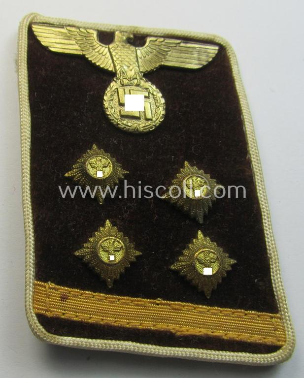 Attractive - albeit single! - N.S.D.A.P.-type collar-patch (ie. 'Kragenspiegel für pol. Leiter') as intended for usage by an: 'N.S.D.A.P.-Obergemeinschaftsleiter' at 'Kreis'-level (and that comes in a just moderately used ie. worn-, condition)