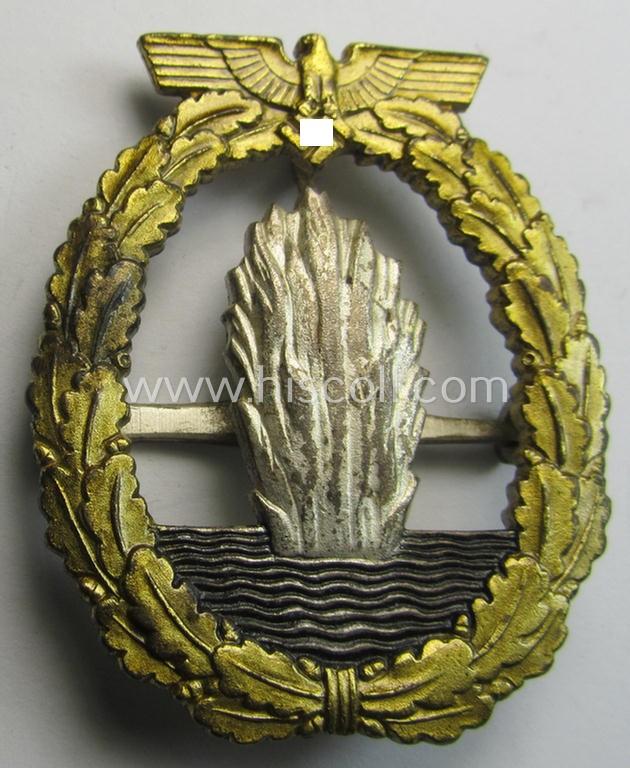 Attractive, WH (Kriegsmarine) 'Kriegsabzeichen für Minensuch-, U-Boot-Jagd und Sicherungs-Verbände' (being a very detailed but non-marked example as produced by the 'Wilh. Deumer'-company) as was executed in multi-coloured 'Buntmetall'