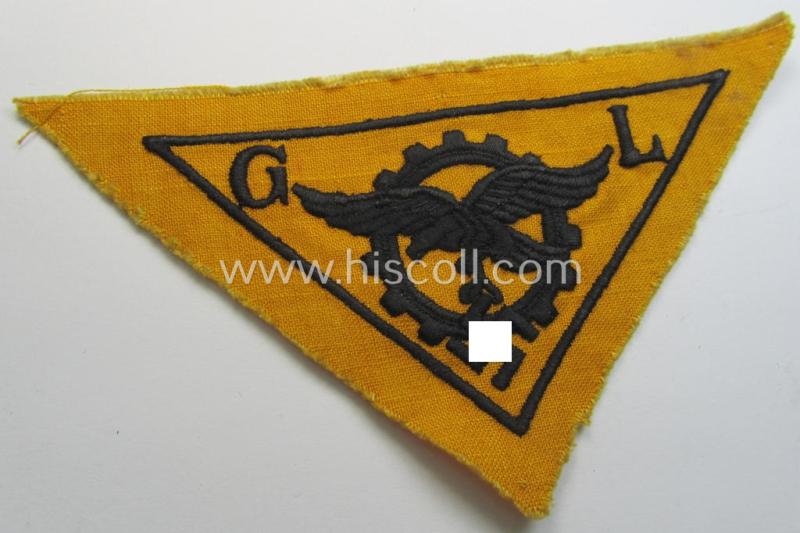 WH (Luftwaffe)-related, EM- (ie. NCO-pattern-) machine-embroidered breast-badge ie. eagle-device as was specifically intended for staff working within the WH 'Generalluftzeugmeister'- (ie. 'GL'-) organisation