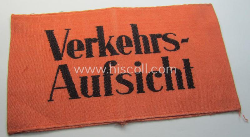WH (Heeres) related armband (ie. 'Armbinde') entitled: 'Verkehrs-Aufsicht' (being of the 'partly-woven'-type in a technique similar to the 'BeVo'-weave pattern)