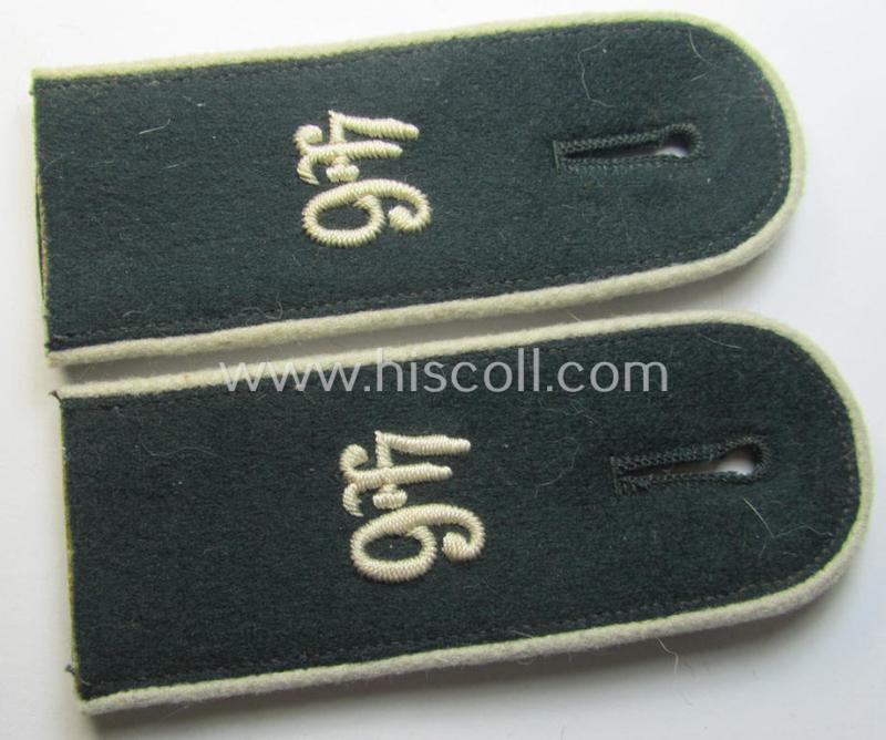 Pair of WH (Heeres) early-war-period- (ie. 'M36'- ie. 'M40'-pattern) 'cyphered' EM-type shoulderstraps: 'Soldat des Infanterie-Rgts. 46'