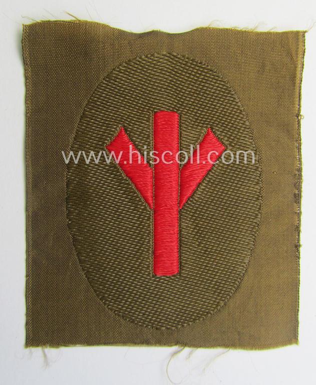 Attractive, SA (ie. 'Sturmabteilungen') armbadge as executed in the neat 'BeVo'-weave pattern as was specifically intended for usage by an: 'Sanitäts-Unterführer o. Mann' (ie. 'SA-Feldscher')