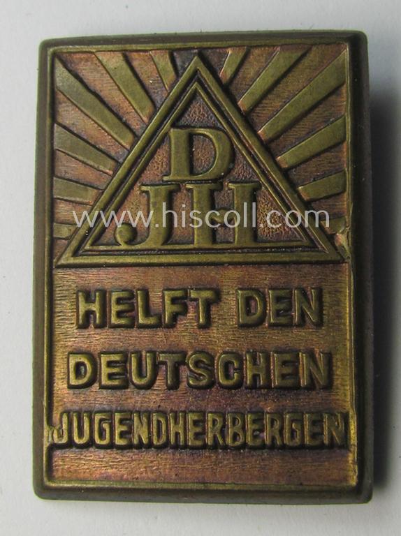 HJ- (Hitlerjugend-) (ie. DJH-) related day-badge (ie. 'tinnie' or: 'Veranstaltungsabzeichen') as was issued to promote the DHJ (ie. 'Deutschen Jugend Herbergen')