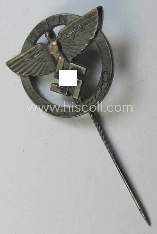 Attractive, N.S.F.K.- (or: 'National Soc. Flieger Korps'-) related, sponsoring-members'-badge (ie. 'Zivilabzeichen für förderende Mitglieder') being a maker- (ie. 'GB'-) marked example that is also bearing a: 'Ges.Gesch.'-designation