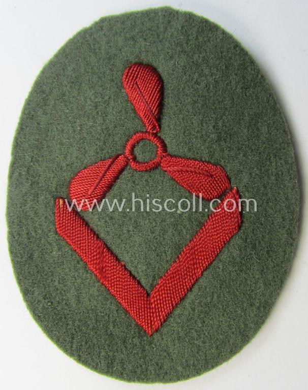 WH (KM) hand-embroidered career- ie. specialist-armbadge (ie. 'Tätigkeits-Abzeichen') as intended for usage by a: 'Küstenartillerie'-staff-member who succesfully completed a: 'Motoren-Lehrgang III'