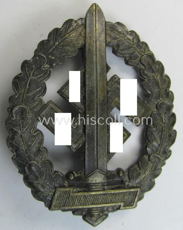 'SA-Sportabzeichen für Kriegsversehrten' (ie.: SA-sports'-badge for the war-disabled) being a detailed example that is nicely maker- (ie. 'RzM M1/100'-) marked on its back