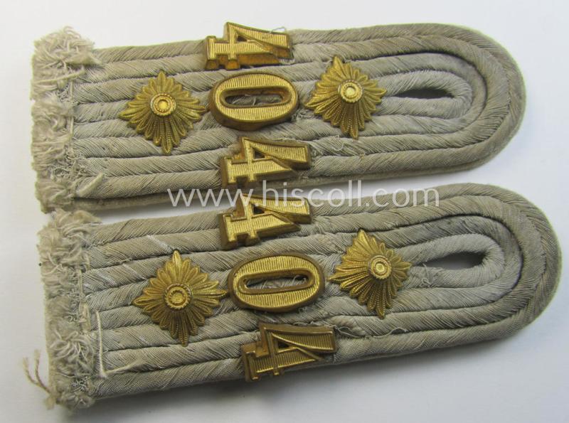 Pair of 'cyphered', WH (Heeres) officers'-type shoulderboards as was intended for - and clearly worn by! - a: 'Hauptmann des Infanterie-Regiments 404'