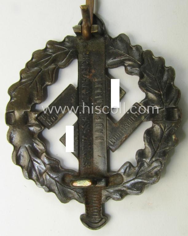 Attractive, early- (ie. mid-) war-period example of an: 'SA-Sportabzeichen in Bronze' being a detailed and maker- (ie. 'Berg u. Nolte'-) marked example that is void of an impressed bearers'-number