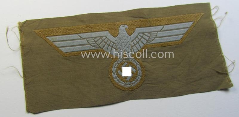 WH (Heeres) 'tropical-issue' (ie. DAK or: 'Deutsches Afrika Korps'-related-) breasteagle, as executed in neat so-called: 'BeVo'-weave style that comes in a 'virtually mint- ie. unissued'-, condition