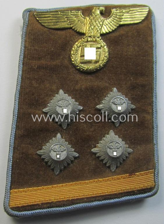 Attractive - albeit single! - N.S.D.A.P.-type collar-patch (ie. 'Kragenspiegel für pol. Leiter') being a piece as intended for usage by an: 'N.S.D.A.P.-Obergemeinschaftsleiter' at 'Orts'-level and that comes in a moderately used ie. worn-, condition