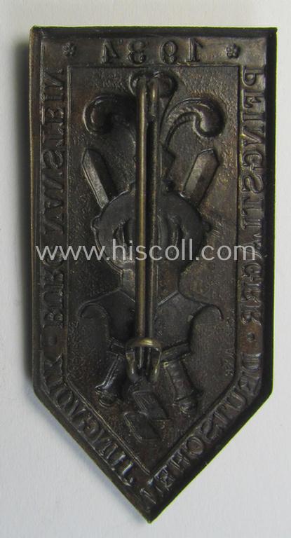 Superb - and truly scarcely encountered! - golden-bronze-toned DJ- (ie. 'Deutsches Jungvolk') related 'tinnie' showing the text: 'Pfingstlager - Deutschen Jungvolk - Burg Nanstein - 1933'