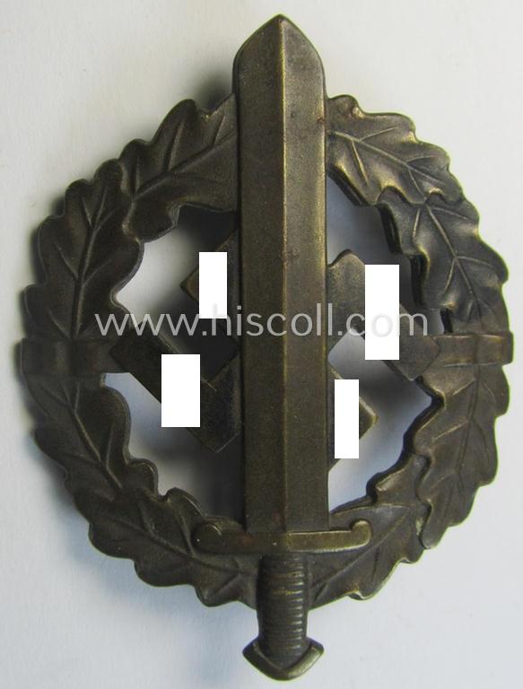 Attractive, early- (ie. pre-) war-period 'SA Sportabzeichen in Bronze' being a nicely maker- (ie. 'E. Schneider'-) marked example that bears a unique, stamped bearers'-number that reads: '540744' on its back