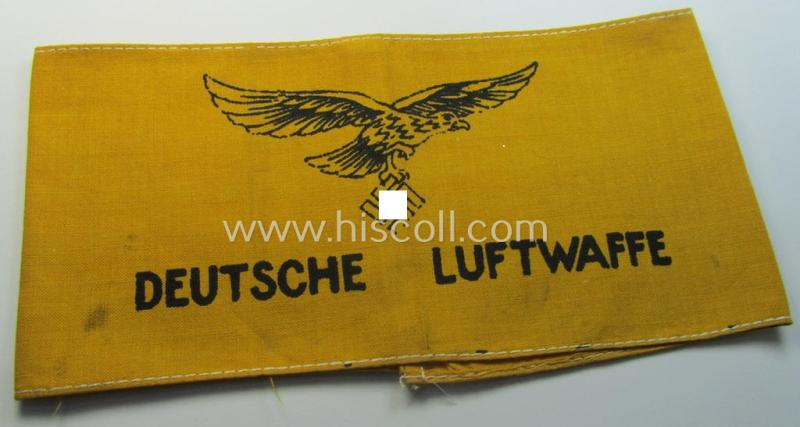 WH (Lufwaffe) later-war-period- and/or printed armband (ie. 'Armbinde') entitled: 'Deutsche Luftwaffe'