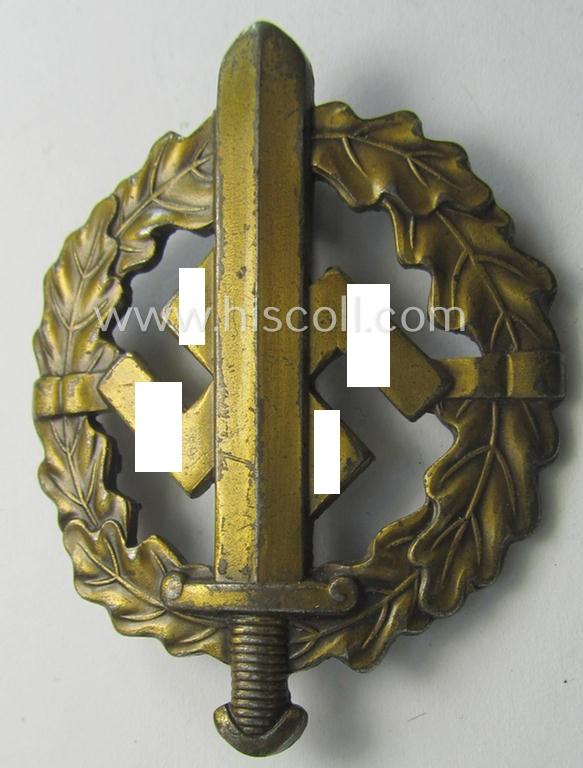 Early- (ie. pre-) war-period example of an: 'SA-Sportabzeichen in Bronze' being a detailed and/or neatly maker- (ie. 'Fechler - Bernsbach i. Sa.'-) marked example that is void of a bearers'-number